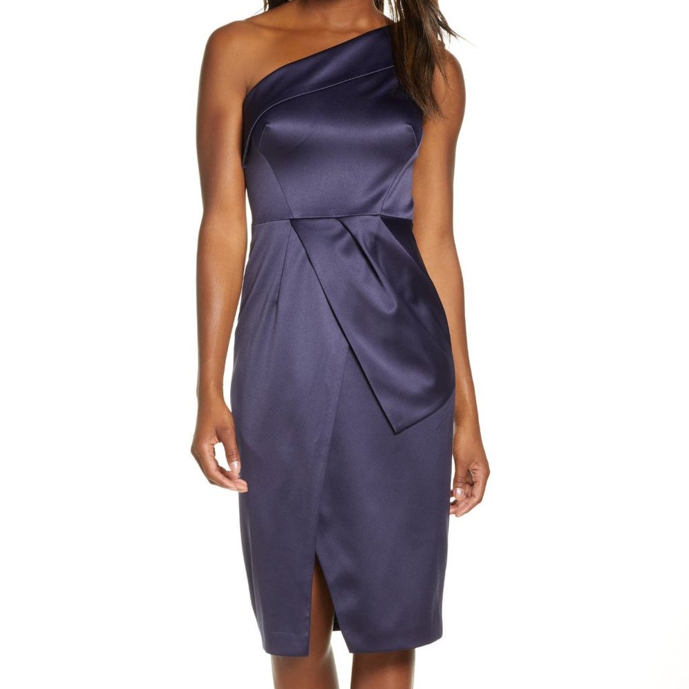 Vince Camuto One Shoulder Dress in Navy Blue